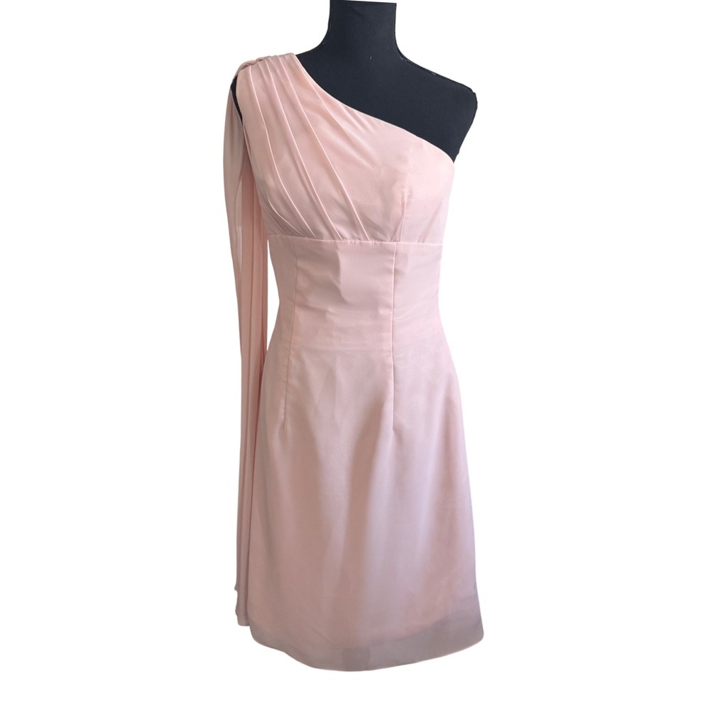 LightInTheBox Peach Chiffon One Shoulder Pleated Dress S Formal Bridesmaid